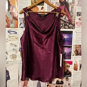 Nicole Miller Satin and Gold Chain Tank Top